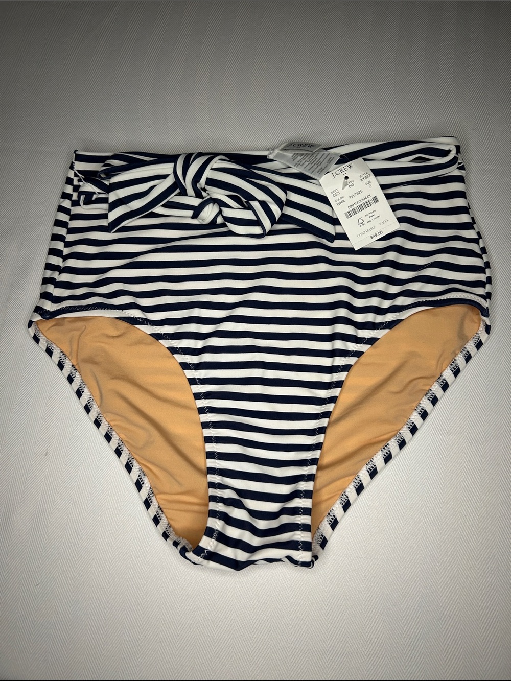J. Crew High Waisted Striped Bikini Bottom w/ Belt
